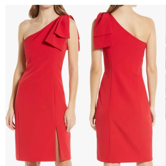 Red one shoulder Julia Jordan Dress - Picture 1 of 2
